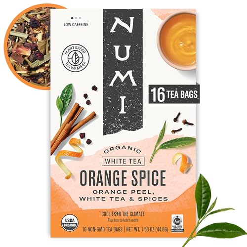 Image of Numi Organic Orange Spice Tea, 16 White Tea Bags, Low Caffeine | White Tea with Citrus and Spices