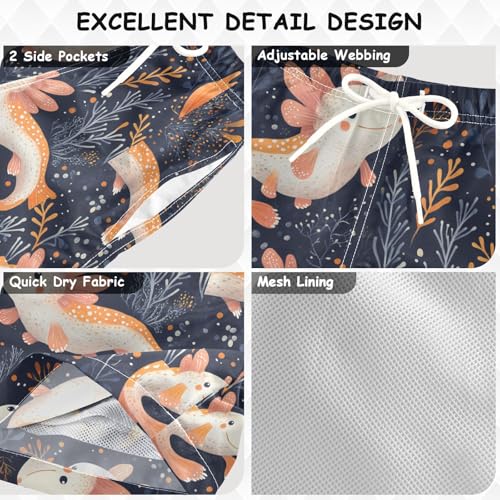 Pigsaly Boys' Swim Board Shorts Floral Cute Pink Fish Boy's Swim Trunks Kids Swimwear 4T3