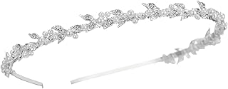 SWEETV Rhinestone Bridal Headband Silver Crystal Tiara for Women Pearl W...