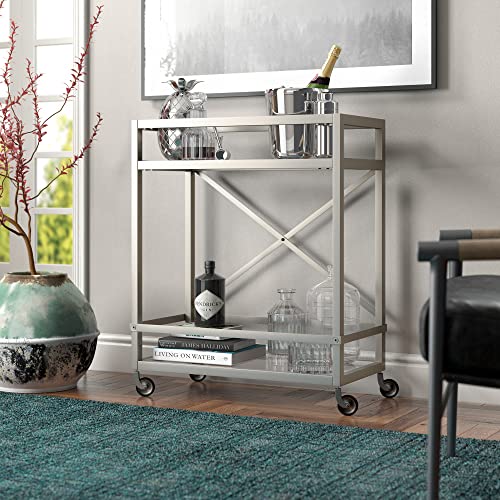 Image of Wilson 30'' Wide Rectangular Bar Cart in Satin Nickel