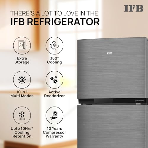 Image of IFB 331L, 2 Star, Tru Convertible 10-in-1, Advanced Inverter Compressor, Frost Free Double Door Refrigerator, 4-Year Machine Warranty (IFBFF-3832DBSET, Brush Grey)
