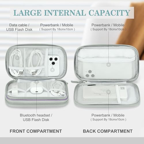 Image of FYY Electronic Organizer, Travel Cable Organizer Bag Pouch Electronic Accessories Carry Case Portable Waterproof Double Layers Storage Bag for Cable, Charger, Phone, Earphone, Medium Size, Mint Green