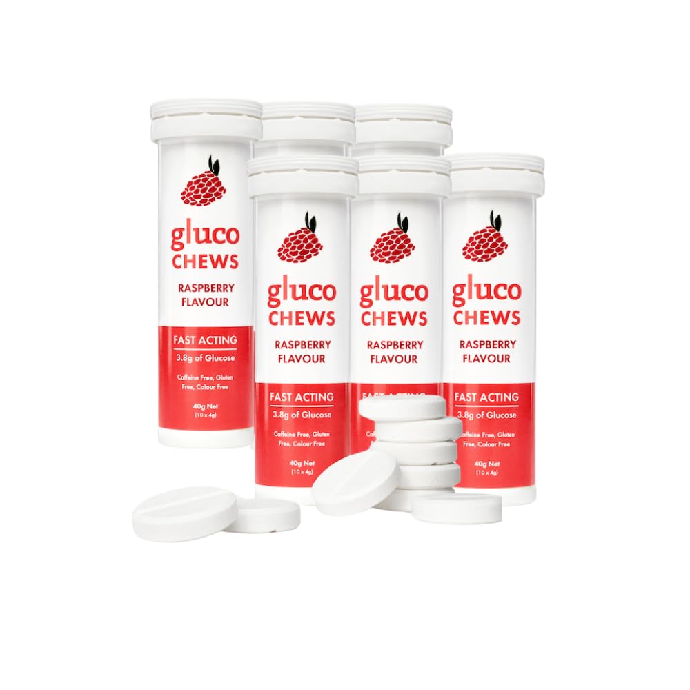 Glucology Fast Acting Glucochews | Glucose Tablets | Raspberry Flavour | 6 Tubes of 10 Tablets…