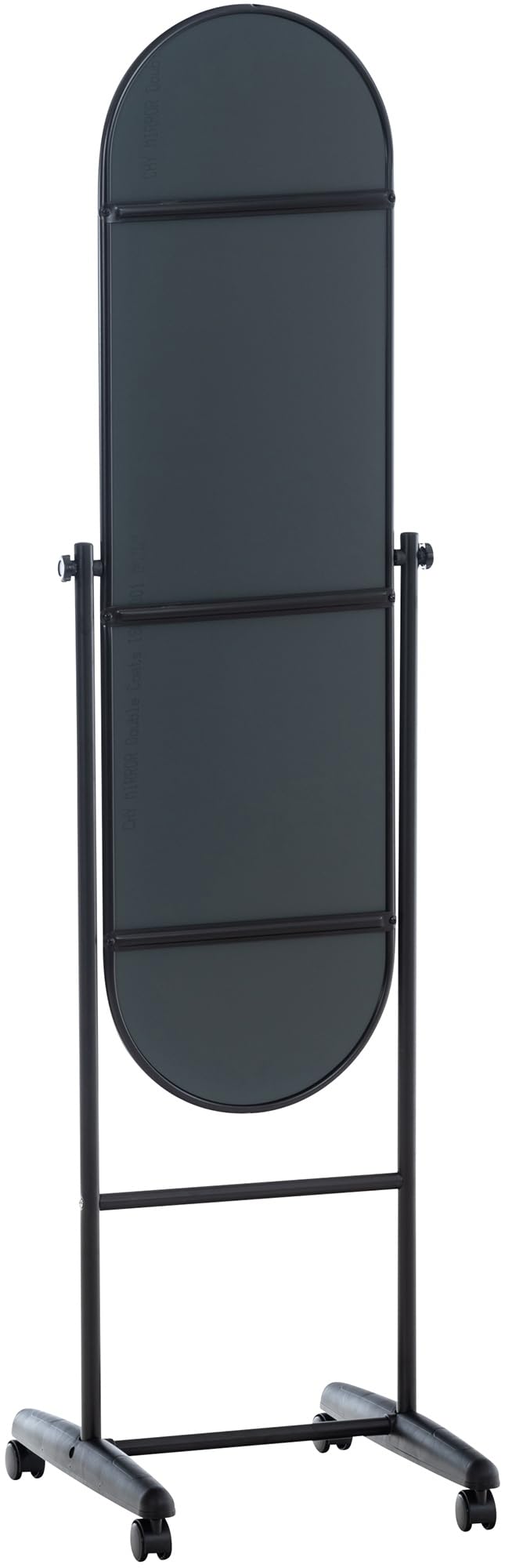 CLP Standspiegel Nane Oval I Stehspiegel 155x40 cm I Für Wohnzimmer Oder Schlafzimmer I Neigbar, 360° Drehbar I Ganzkörperspiegel Mit Rollen, Farbe:schwarz