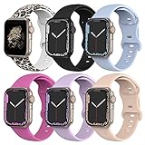 BMBMPT Compatible with Apple Watch Band 40mm 38mm 41mm Soft Silicone Sport Strap Replacement...