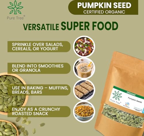 Image of Pure Tree Certified Organic Pumpkin Seeds | 100 g | Kaddu ke Beej | Seeds for Eating Good Source Of Omega 3 | Raw Pumpkin Seeds Superfood