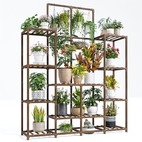 EnHomee Plant Stand Indoor Tall Plant Stand Outdoor Large Wood