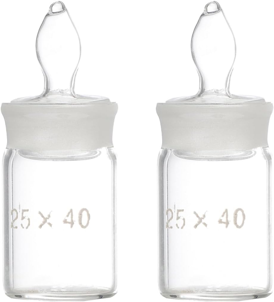 ULTECHNOVO Glass Weighing Bottle Flat Low Form Specific Gravity Bottle for Laboratory Equipment Closed Base for Solid Sample Weighing 2 pcs 2.55 X 0.98 X 0.98 in