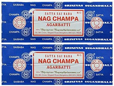 Satya Sai Baba Nag Champa Agarbatti Pack of 2 Incense Sticks Boxes 250gms Each Hand Rolled Agarbatti Fine Quality Incense Sticks for Purification, Relaxation, Positivity, Yoga, Meditation