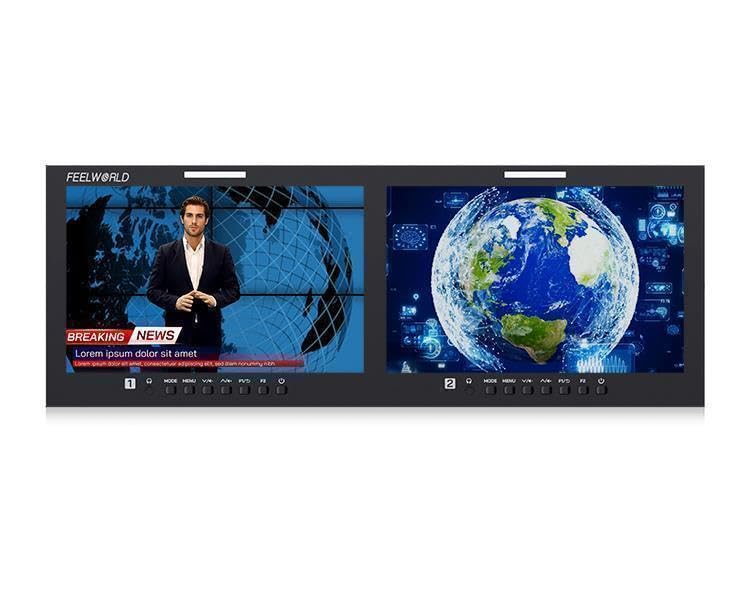 Image of FEELWORLD D101 Plus Dual 10.1 inch 4RU Rackmount Monitor 4K HDMI 3G-SDI CVBS inputs and outputs 1920x1200IPS 3D LUT Waveform Monitoring (D101 Plus)