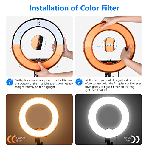 Neewer Rl-12 Led Ring Light 14" Outer/12" On Center With Light Stand, Color Filter, Phone Holder For Makeup, Youtube, Tiktok, Camera/Phone Video Shooting #TOP3