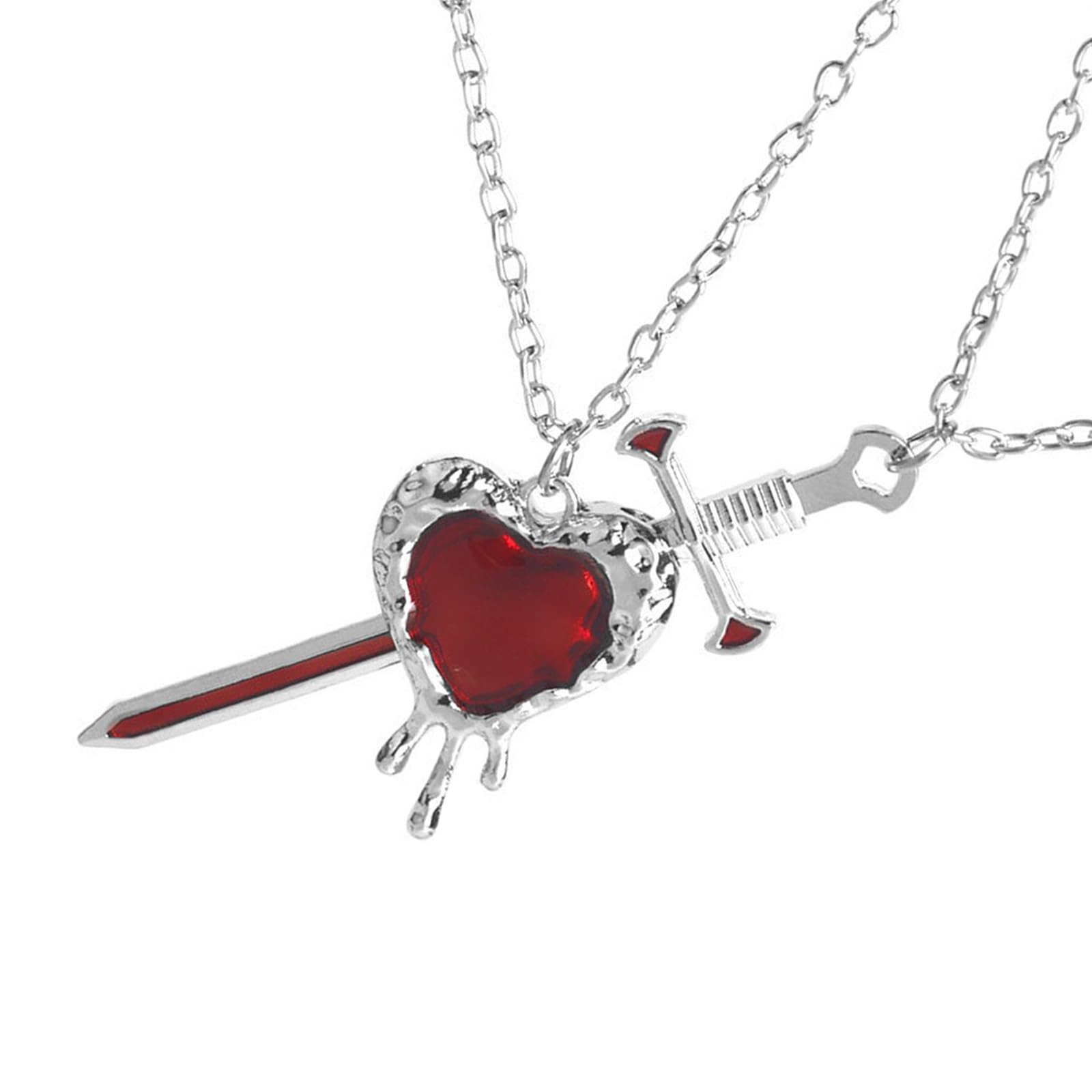 Maxtonser Swords Heart Couple Necklace Women Collarbone Chain for Anniversaries and Dates Stylish Daily Wear Neckchain Accessory