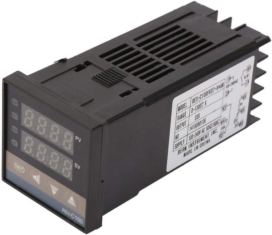 Temperature Controller Kit, 0-1300℃ AC 110V-240V LED PID Alarm Digital Digital Temperature Controller with Thermocouple/Temperature Sensor & 25A SSR (Solid State Relay)