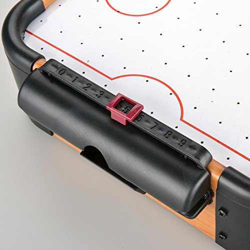 WIN.MAX Mini Air Hockey Tisch mit Zubehör Airhockey-Tisch Spielfeld Schiebern Pucks Puscher und Torzähler Tischspiel für Groß und Klein Holz – Bild 7