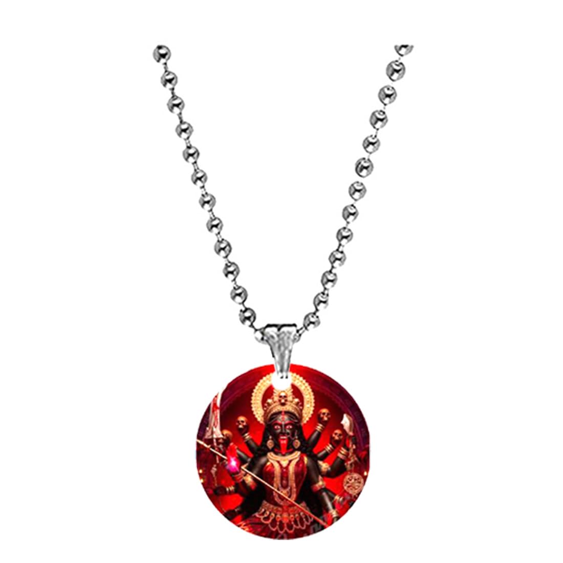 Kali Mata Mahakali Red Acrylic Pendant with Bead Chain for Men and Women | Spiritual Jewelry | Divine Protection Amulet-image-27