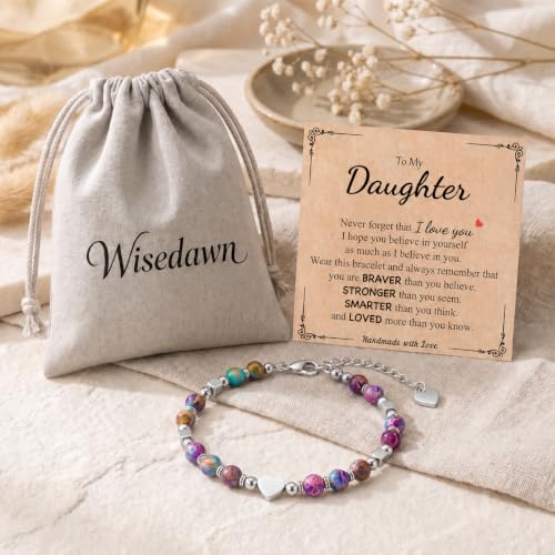 Image of Gifts for Women & Girl, Healing Natural Stone Beads Heart Bracelets with Quote Card, Back to School Valentines Mothers Day Graduation Christmas Birthday Gifts