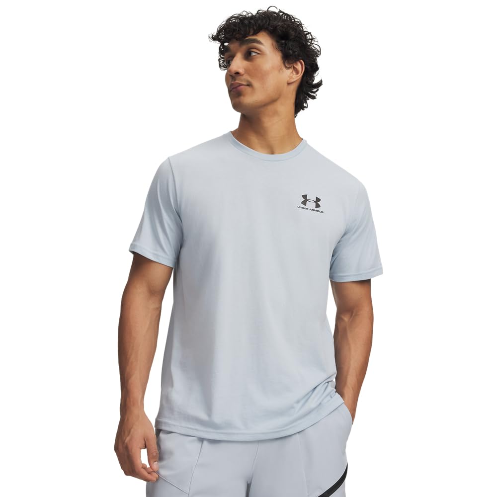 Under Armour Mens, Sportstyle Left Chest Short Sleeve, Blue Fog/Black, XX-Large