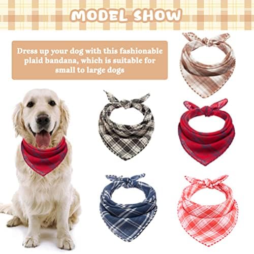 BINGPET Soft Dog Bandanas Classic Plaid 5 Pack Reversible & Washable Square Dog Kerchief Pet Triangle Scarf for Dogs