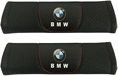 Jimat 2pcs BMW Logo Black Leather Car Seat Safety Belt Strap Covers Shoulder Pad Accessories Fit For BMW 2-series BMW 3-series BMW 3-series Wagon BMW 4-series BMW 5-series BMW 6-series BMW 7-series