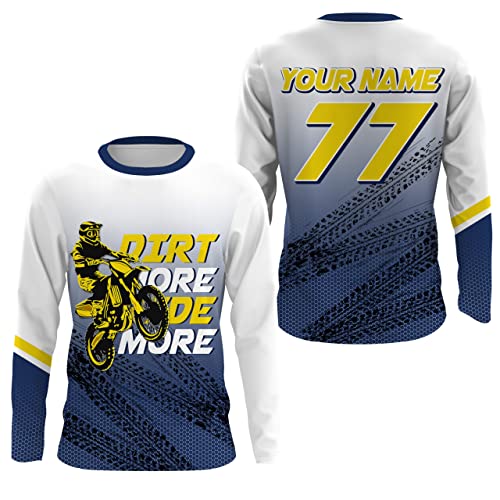 Kid&Adult Custom Motocross Jersey UPF30+ Dirt Bike MX Racing Dirt More Ride More Off-Road NMS1288