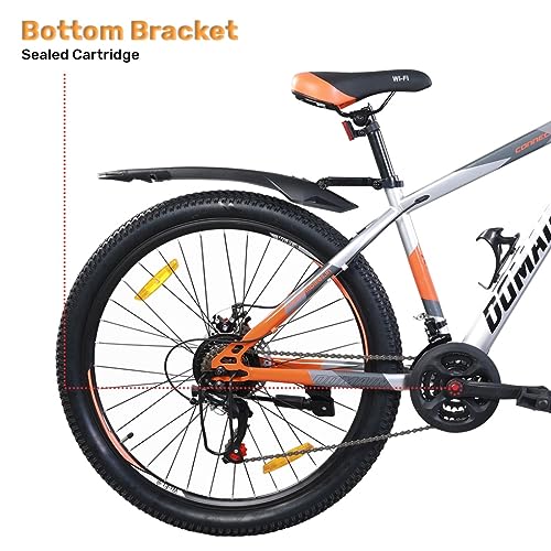 Image of Wifi Domain 27.5 Inches 21 Speed Fd /Tz 500 /Rd Tz 500 /Shifter Ef 500 Bicycle for Men Woman and Adults, with Dual Disc, 17 Inch Steel Frame, Hartex 2.40 Tyres, (Grey Orange)