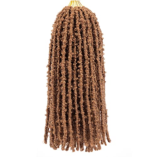 GUOHUI Butterfly Locs Crochet Hair 18 Inch Natural Black 6 Packs Pre Looped Soft Distressed Faux Locs Braids for Black Women Kids All Handmade New Straight Style (18",27#)