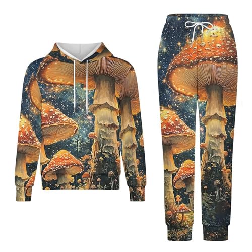 Boys Girls Clothes Hoodies Sweatshirt Pants Set 2 Pieces Fall Winter Outfits, Mushroom Galaxy Universe4