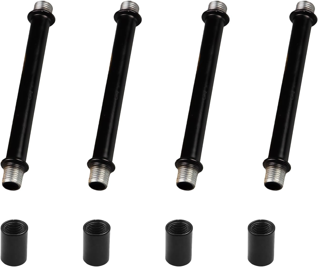 4 Sets Straight Pipe Lamp Stem Kit M10 Thread, Black Lamp Rod Hardware with Connectors, 1.97" Long Hollow Light Fixture Replacement Parts