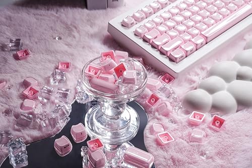 Image of ZORNHER CG870 Wireless Mechanical Keyboard,80% Pink & White Gaming Keyboard, Creamy Keyboard,Cute Jelly Cat Clear Ceramic Jade Keycaps,Girly Aesthetics Kitty Keyboard,Creamy Sounding Linear Switches