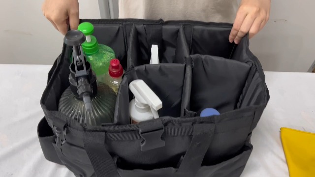 DCY BLUE Sac Caddy De Nettoyage - Organiseur à Poignée Avec Bretelles - Grand Rangement Pour Maison Ou Voiture - Noir