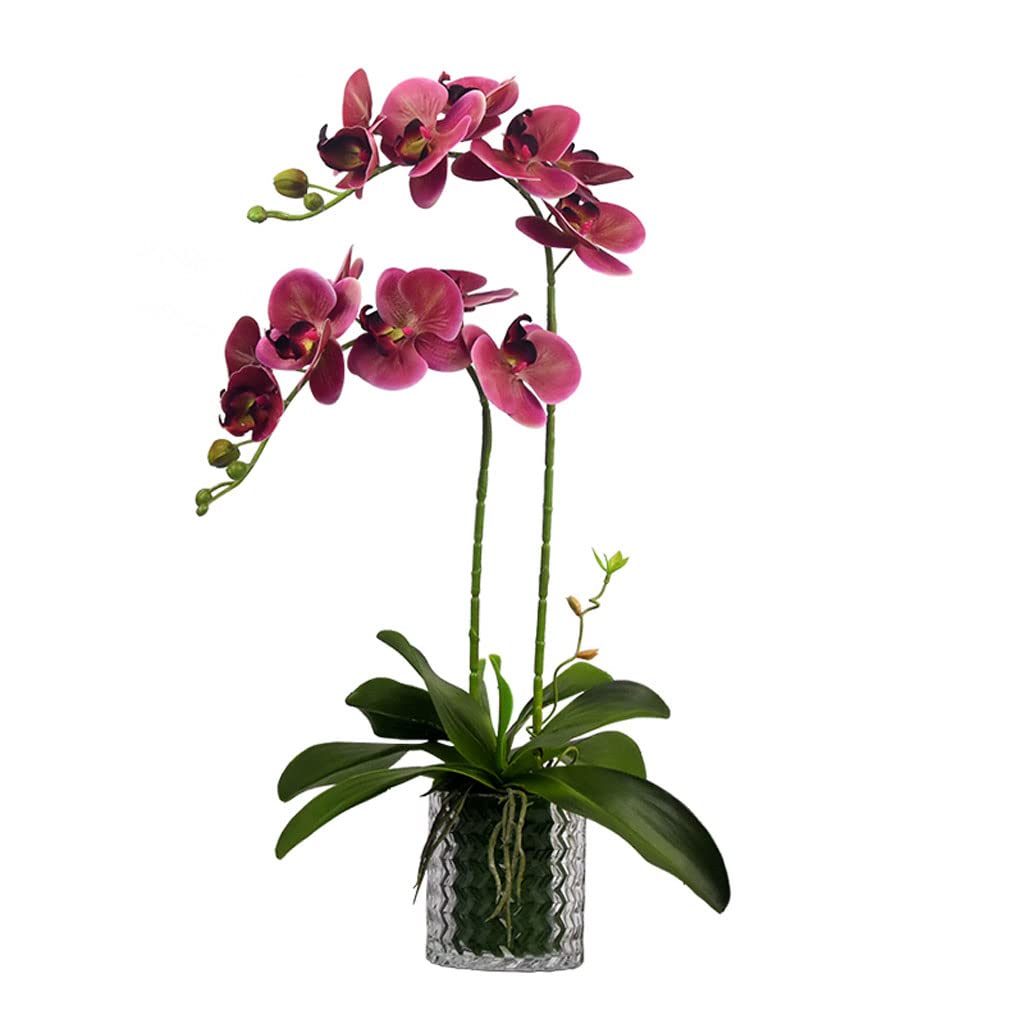 IUokLU Faux Flowers Artificial Flower Bonsai with Vase,Artificial Orchid Phalaenopsis Flowers Decorative,Indoor Plants Realistic Arrangement for Any Occasion,D (E)
