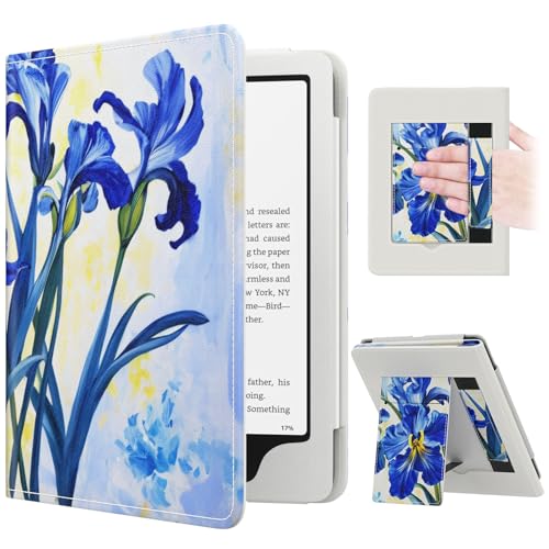 Image of MoKo Case for 7 inch /6.8 inch Kindle Paperwhite(12th /11th Generation-2024 /2021) and Kindle Colorsoft Signature Edition, Slim PU Shell Cover Case with Auto-Wake /Sleep for Kindle Paperwhite 2024, Blue Iris