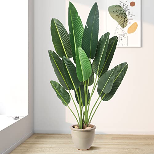 Amyove 6 Feet Artificial Tree Bird of Paradise with 13 Trunks, 72 inch Faux Plant Fake Banana Tree Plant with Pot for Home, Decor, Indoor, Outdoor, Living Room, Office-1Pack