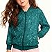 Girls Sequin Tops Coats Full Zipper Collar Long Sleeve Holiday Top Carnival Jackets Splicing Dressy Blouses Army Green
