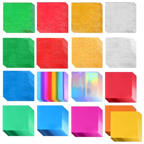 102 Sheets Foil Metallic Transfer Paper Foil Transfer Sheets Transfers Foils Paper Sheet for Scrapbooking Art Invitation DIY Crafts (17 Colors 3.9In)