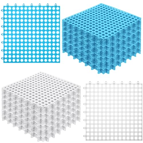Tinideya Drainage Interlocking Tiles Bulk 11.8'' x 11.8'' Modular Interlocking Mat Non Slip TPE Splicing Garage Floor Tiles with Drain Holes for Pool Bathroom Deck Kitchen Patio