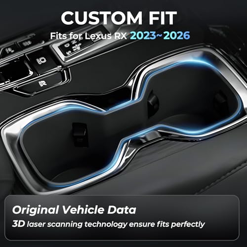 Image of Cup Holder Inserts for Lexus RX 2026 2025 2024 2023, Interior Accessories TPE Cup Holder for Lexus RX 350 350h 550h 450h+, Black