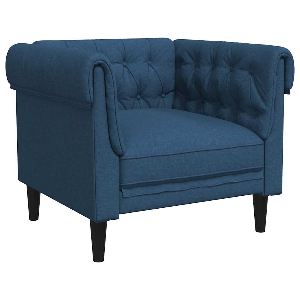 Sillón Chesterfield de Tela Azul,16.4kg-372544