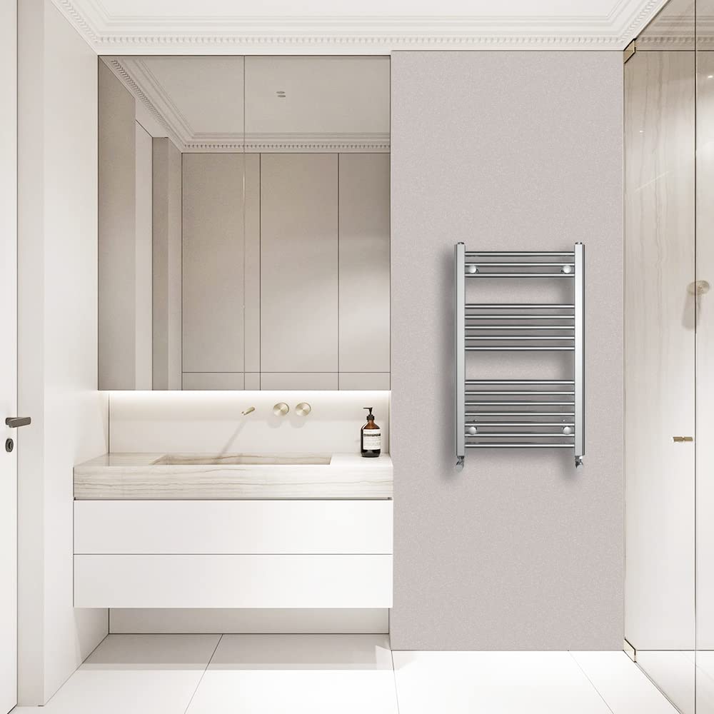 Warmehaus Chrome Straight Heated Towel Rail Radiator Ladder 800X500mm Central Heating Radiators For Bathroom Kitchen