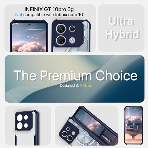 Image of Pikkme Infinix GT10 Pro 5G Back Cover | Crystal Clear Transparent Back | Ultra Hybrid | Full Camera Protection | Raised Edge | Bumper Back Case (Blue)