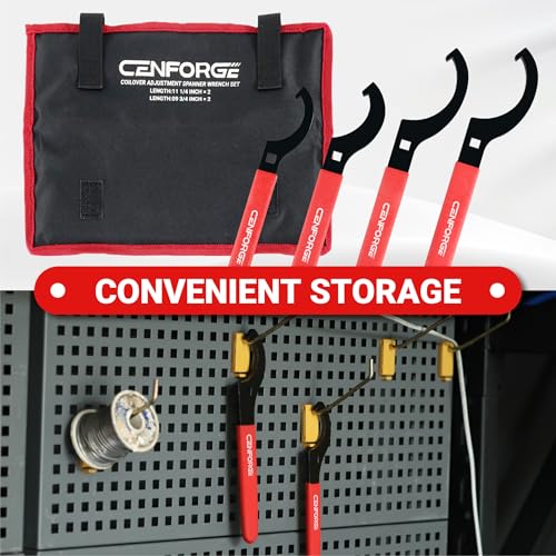 CENFORGE Cenfoge Universal Coilover Adjustment Spanner Wrench Set, 4-PC. Tool Kit for Suspension System and Shock Adjustments, with 3/8" Drive Hole, Universal Fit Most Coilovers Shocks. - Image 6