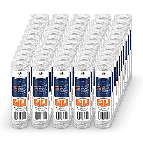 Aquaboon 5 Micron 10  x 2.5  String Wound Sediment Water Filter Cartridge | Universal Replacement for Any 10 inch RO Unit | Compatible with WP-5, AP110, CFS110, P5, WFPFC4002, WP-5, CW-MF, 50-Pack