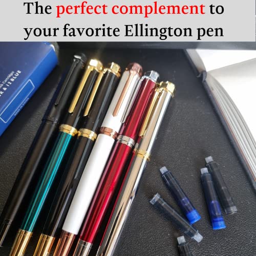 Image of Ellington Pens 24 Black Fountain Pen Ink Refills - 24 Pack International Standard Size Cartridges - Ink for Fountain Pens - Premium Quality & Non-Toxic, Long-Lasting & Waterproof, Dries Quickly