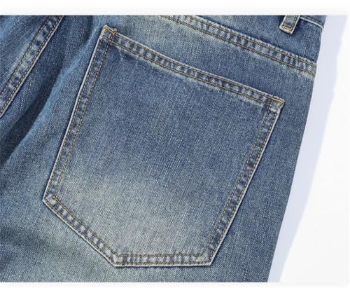 Men's Button Loose Jeans, High Waist Straight Casual Retro Trousers, Stretch Jeans4