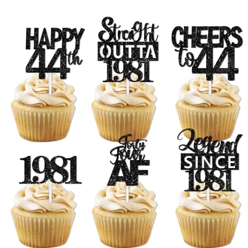 18pcs Black Glitter Dessert Cupcake Pick for Straight Outta 1981 Legend Since 1981 Theme Decor Supplies Men Boys Happy 44th Birthday Party Decoration 18pcs Black Glitter Dessert Cupcake Pick for Straight Outta 1981 Legend Since 1981 Theme Decor Supplies Men Boys Happy 44th Birthday Party Decoration