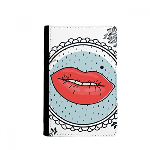 Lip Flower Leaf Frame Cartoon Pattern Passport Holder Notecase Burse Wallet Cover Card Purse