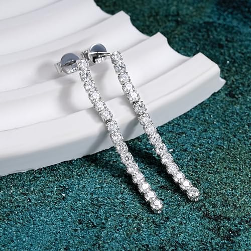 AINUOSHI Moissanite Dangle Earrings for Women Lab Created Diamond Linear Drop Earrings with GRA Certificate 14k gold Plated 925 Sterling Silver Post Dainty Dangling Chandelier Earrings for Everyday Wear Wedding Bridal Prom2