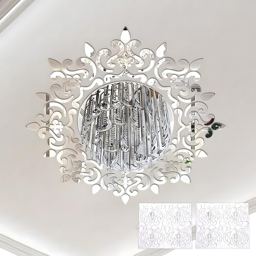 Image of INCREWAY 1Set Mirror Wall Stickers Decor Acrylic 3D Flower Decorative Mirrors Stickers Removable Wall Art Decals for Home Living Room Bathroom