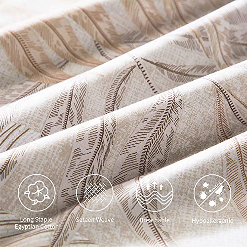 Homebox Cotton Duvet Cover Set - 100% Egyptian Cotton Gold Leave Print Bedding Set King Size - 1200 Thread Count Breathable And Soft Duvet Cover Set For All Seasons(King, 104X90'') #TOP4