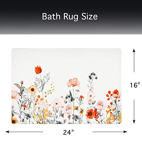 Livilan Flower Bath Mat, Floral Bathroom Rugs, Flower Bath Rugs, 24''X16'', Leaf Bathroom Rug, Leaf Bath Mats For Bathroom. #TOP5